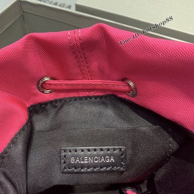 Balenciaga專櫃爆款Balen超輕水桶包 巴黎世家玫紅帆布手提包 fyj1501